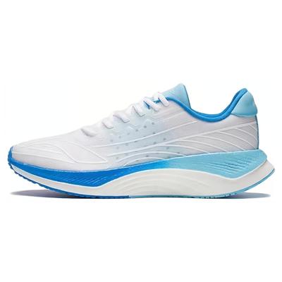 Li Ning Cushioning Slip Resistant Abrasion Resistant Low Top Running Shoes Men's White Blue ARHS031-1