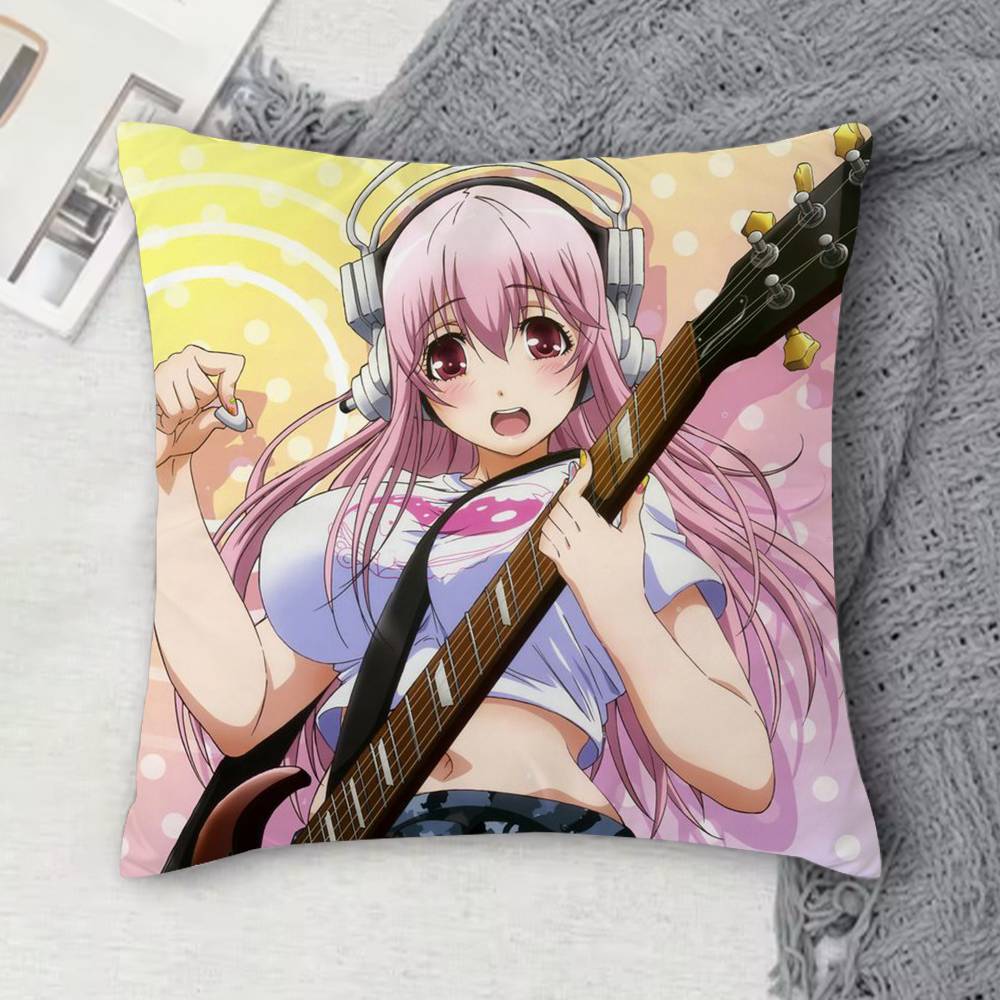 S-Super Sonico Double-Sided Printed Square Decorative Cushion Cover For Sofa Living Room Home Decor