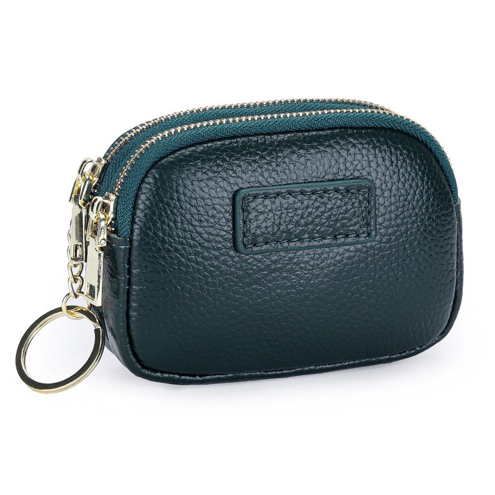 

Genuine Leather Double-Zipper Coin & Keychain Pouch