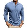 Mens Henley Collar Long Sleeve T-Shirts Solid Color Loose Fit Button Front Casual Daily Tshirts