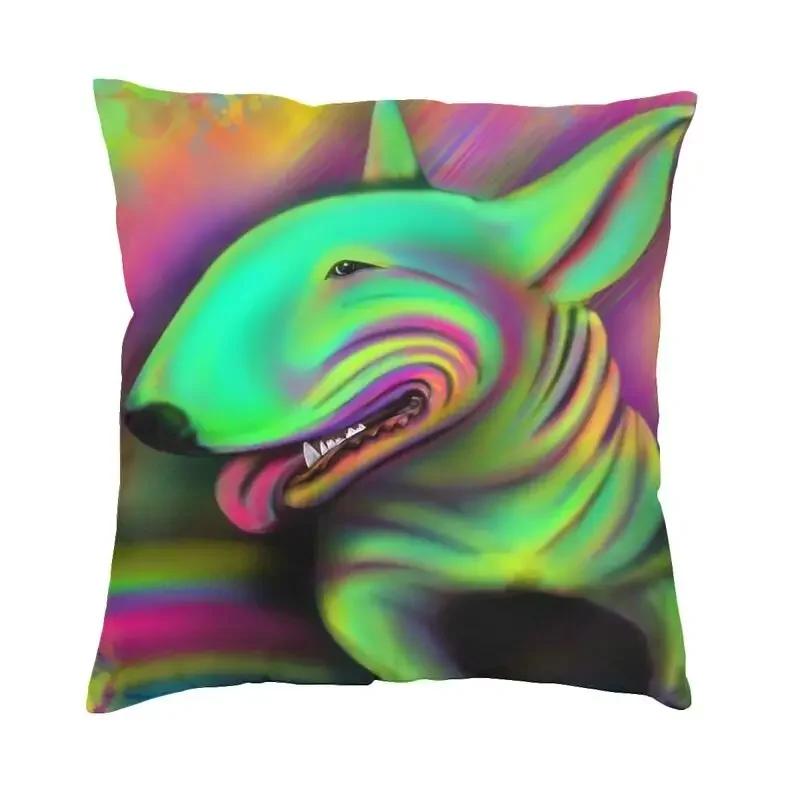 Suitable for Car Sofa Pillowcase British Bull Terrier Cushion Cover Kawaii Cute Dog