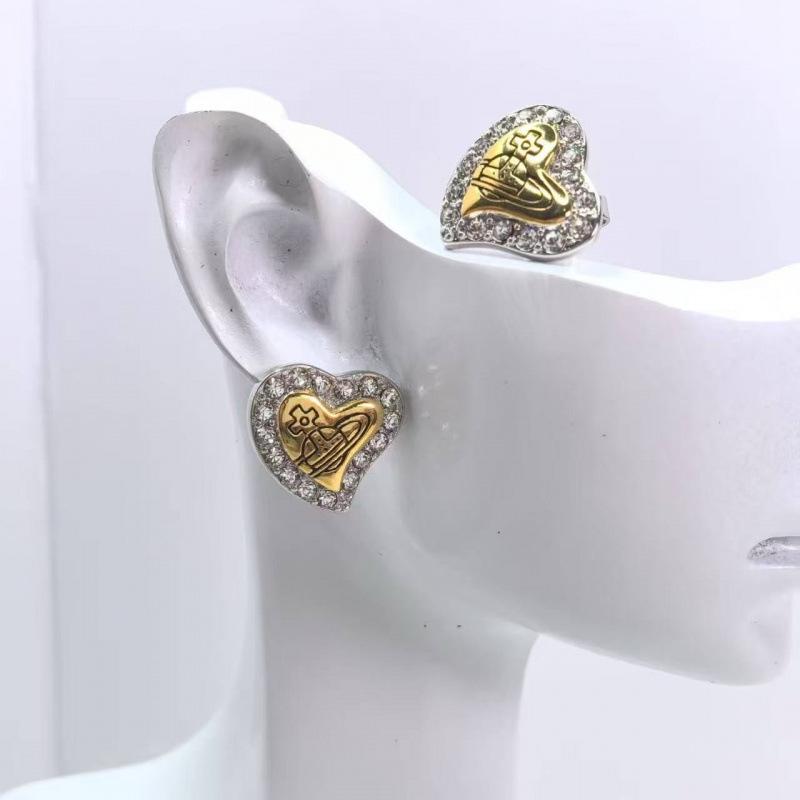 New Style Empress Dowager Heart Necklace & Earrings Set - Elegant, Versatile, High-End Clavicle Chain for Women