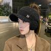 Hat Women's Winter Riding Knitted Ear Protection Cap Fashion Versatile Fleece Warm Empty Top Ear Muffs Wool Hat Tide