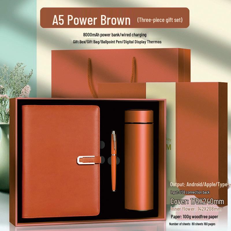 A5 Multi-Function Notebook Gift Set with USB & Wireless Charger - Customizable Logo Option