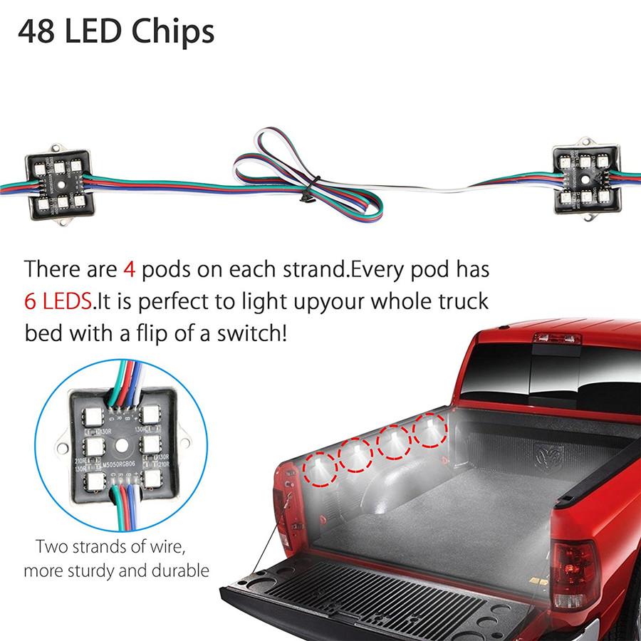 Universal 8Pc 48Led Led Rock Lights Under Body Led Lighting Truck Bed Cargo Lights  Atmosphere Light Rgb Rf Remote Control Waterproof