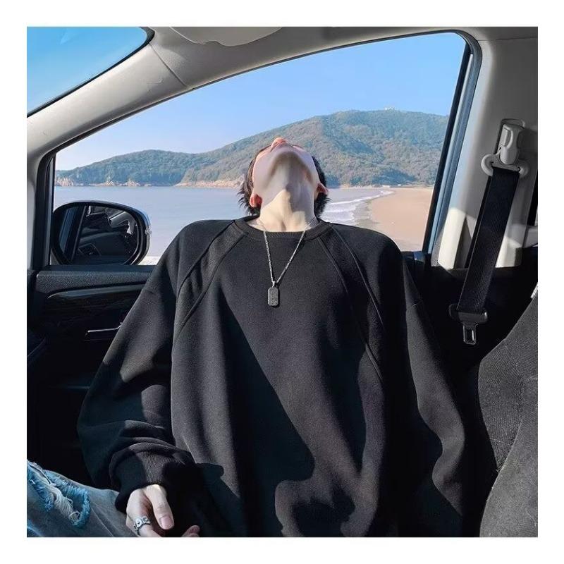 Men S Boxy Fit Crew Neck Long Sleeve Casual Sweatshirt For Spring Autumn