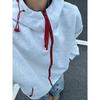 Mens White Grey Hooded Sweatshirt Loose Fit Casual Streetwear