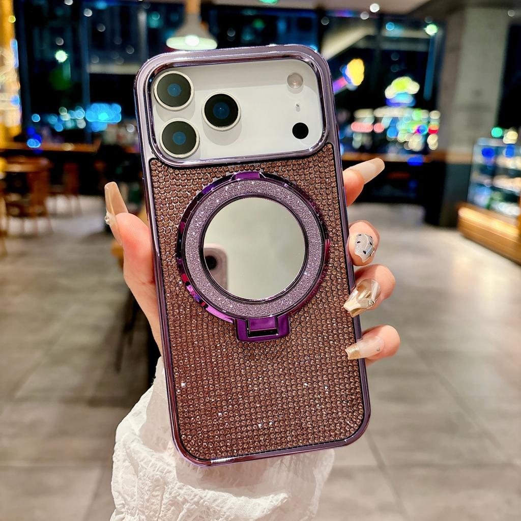 Applicable to Apple 11promax glitter makeup mirror s11 luxury electroplating magnetic suction S11ultra mobile phone case 11Pro