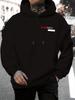 Men's Casual Paris Letter Print Hoodie - Stretchy Polyester Pullover with Kangaroo Pocket, Drawstring Hood & Long Sleeves for Gym, Outdoor, Daily Wear