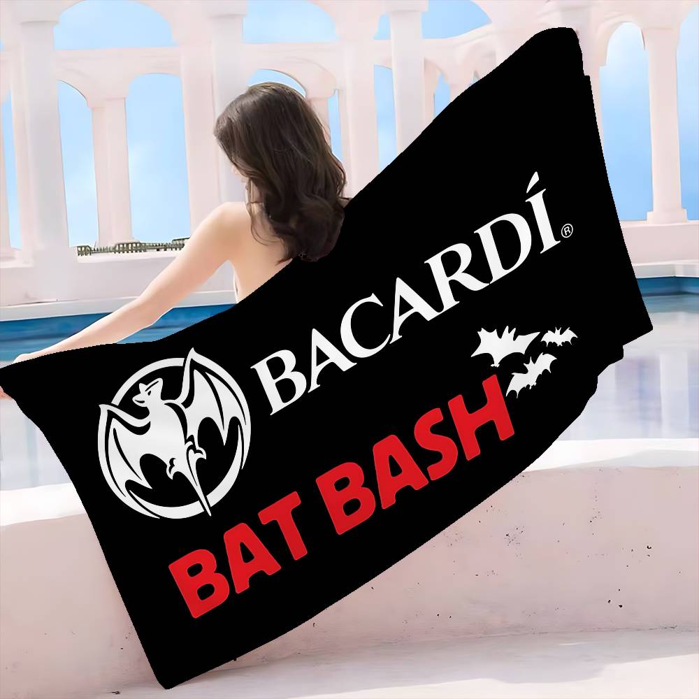 B-Bacardi Rum Vampirfledermaus Mikrofaser Decke Schnelltrocknend Strandtücher Übergröße Druck Super Saugfähig Pooltuch Decke