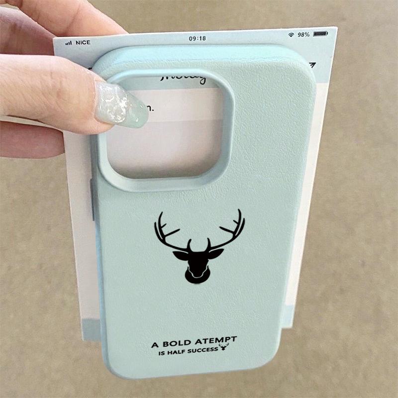 For iPhone 16 Pro Max 16E 15 Pro 14 13 12 11 Phone Case Deer Pattern Slim Matte Anti-Fall TPU Soft Shockproof Bumper Cover