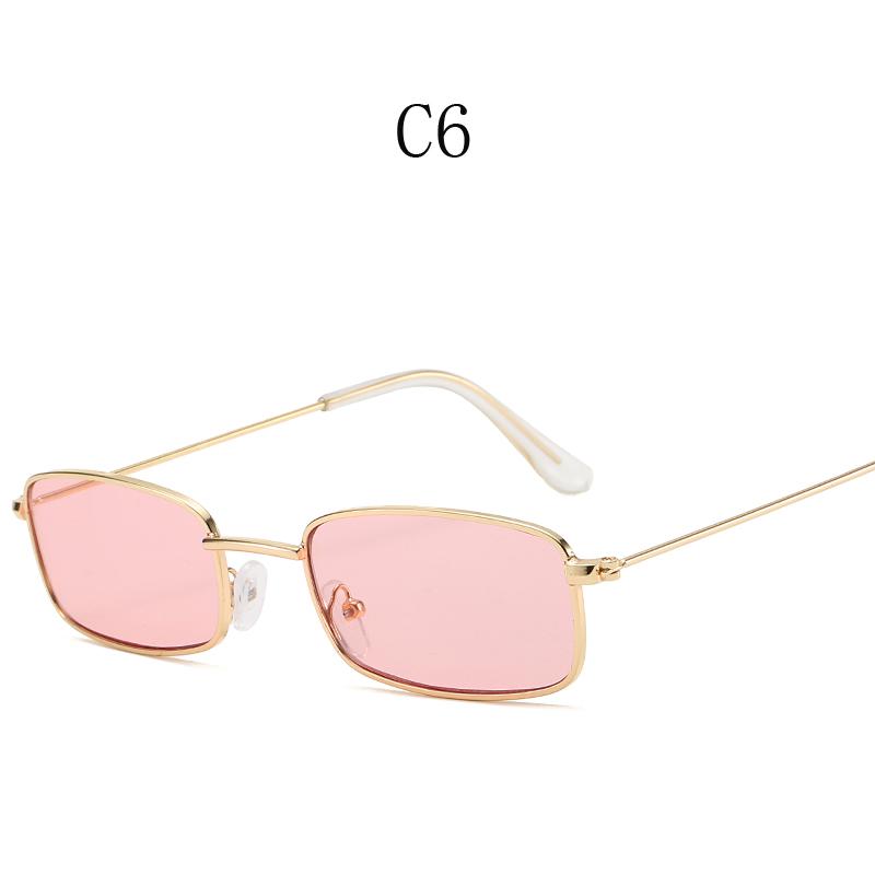 Retro Small Oval Women's Sunglasses Brand Shades  Classic Candy Color Metal Rectangular Sun Glasses Fashion Eyewear