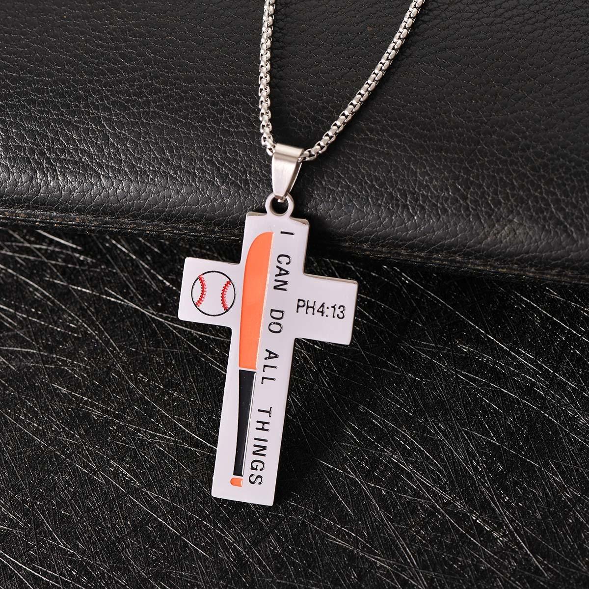 Аксессуары Крест из нержавеющей стали Двухцветный Подвеска-крест с каплями Аксессуары для ожерелья Черный Футбольный Бейсбольный Подвеска-крест