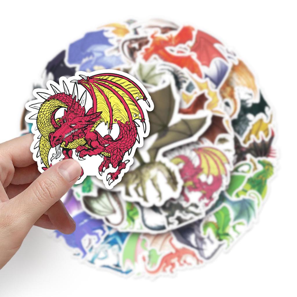 50pcs Dragon Graffiti Cool DIY Stickers: Creative Animal Design for Skateboard, Phone Case, Luggage, Waterproof