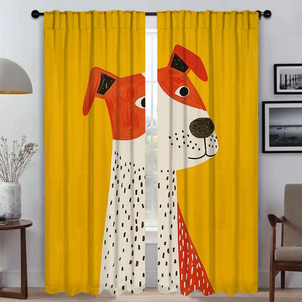 Portrait of a Dog Modern Living Room Curtains for Camera Partition Tulle for Bedroom Halloween Decoration Home Interior Curtains