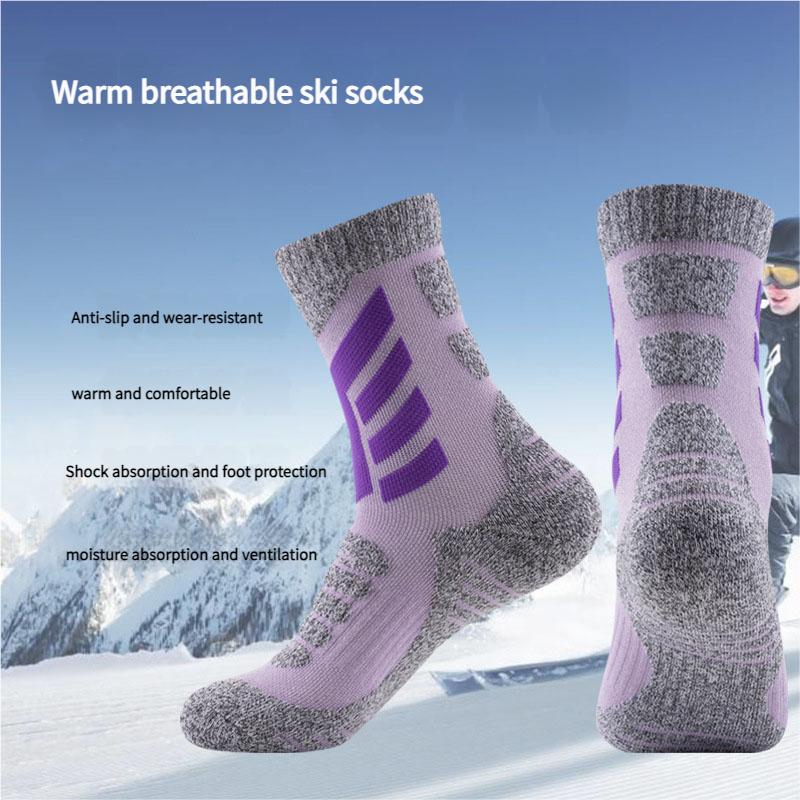 Damen Skisocken Wadenlang Thermisch Frotteeschlaufe Rutschfest Wintersportsocken zum Snowboarden und Wandern
