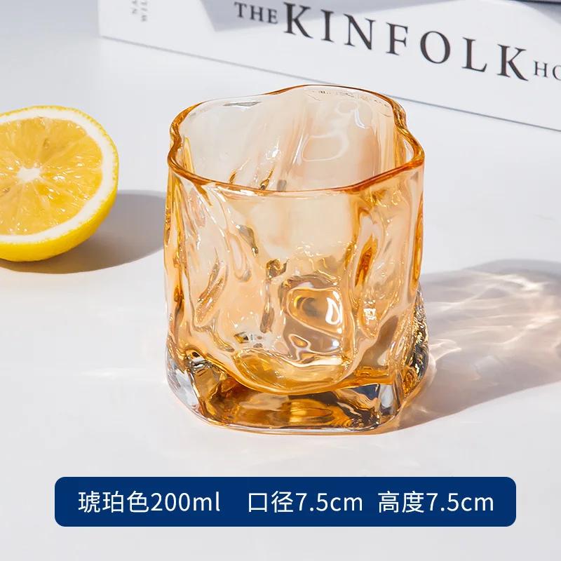 Creative Glass Cup Irregular Glacier Cup Transparent Coffee Latte Cup Beverage Cups Water Cups Tea Cups Household Drinkware