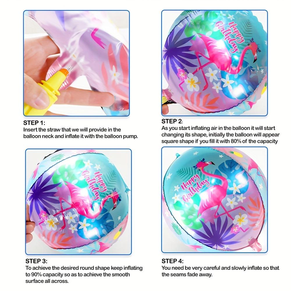 6-Pack 4D Round Flamingo Aluminum Foil Balloons Suitable for Birthday Party Bird-Themed Party Decorations