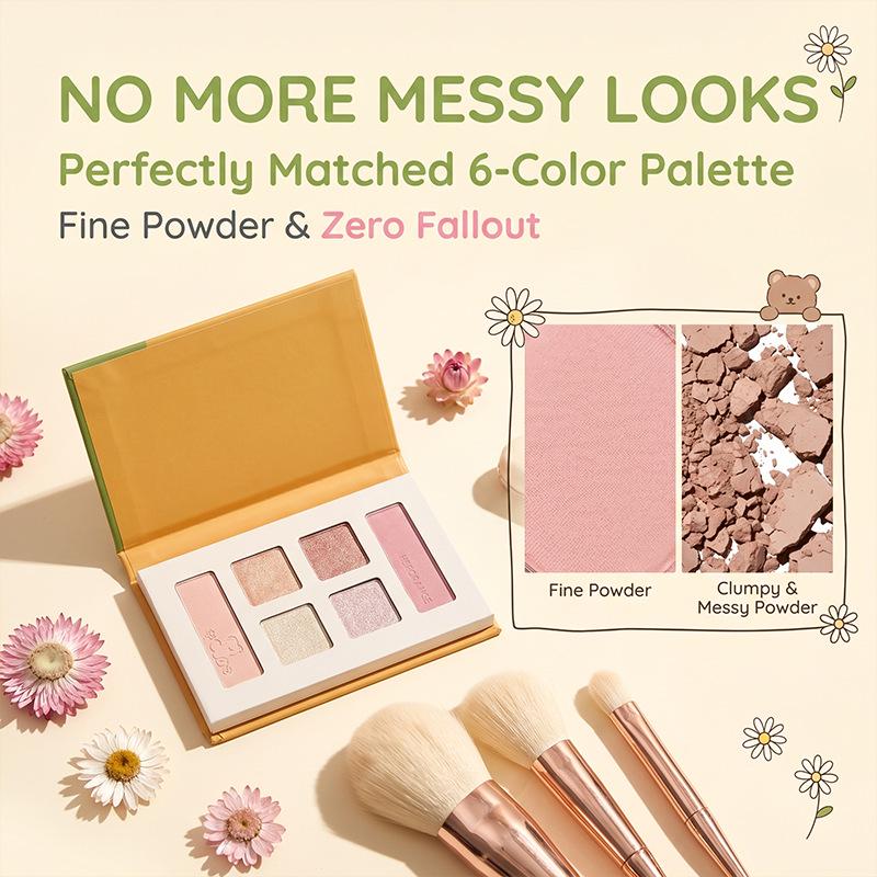 Bear Keke Multi-Use Face Palette – Hot-Selling Matte & Shimmer Eyeshadow, Highlighter, Everyday Versatile All-in-One Makeup.