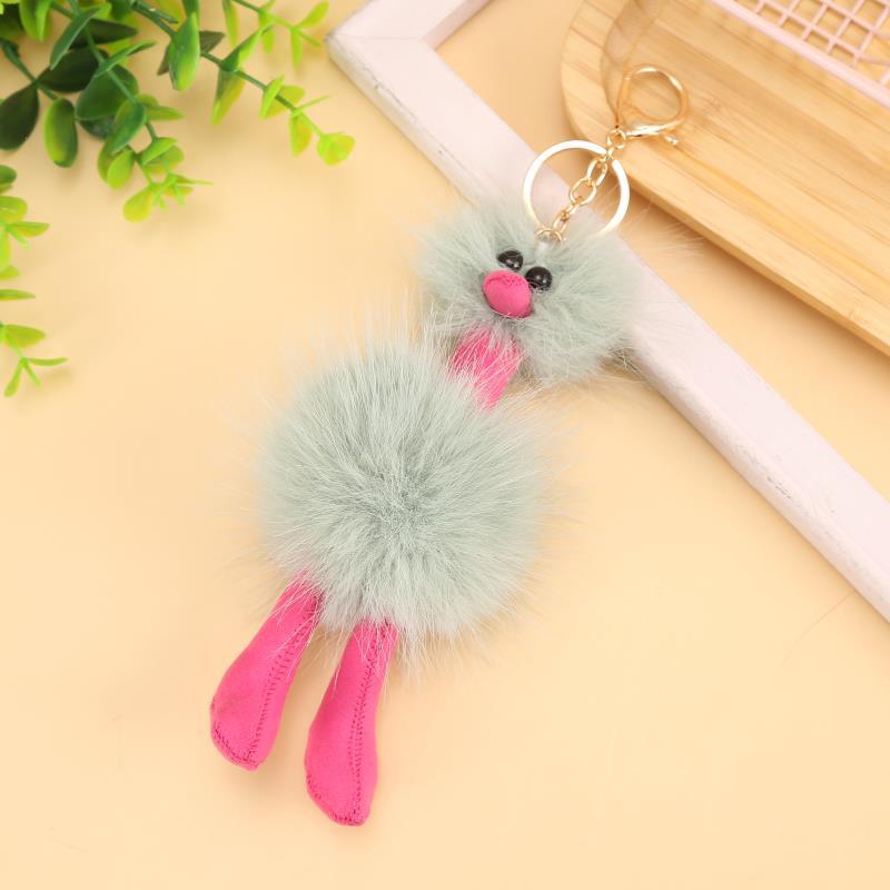 Puppe Strauß Anhänger Plüsch Schlüsselanhänger Niedlicher Bunter Fellball Rucksack Schlüsselanhänger Kreative Frauen 2025 Weihnachten Neujahrsgeschenke 1 Stück