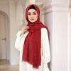Soild Remove Edge Cotton Bamboo Scarf With Pearls Muslim Hijab Long Shawl Elegant Pearl Headscarf Soft Comfortable Cotton Shawl