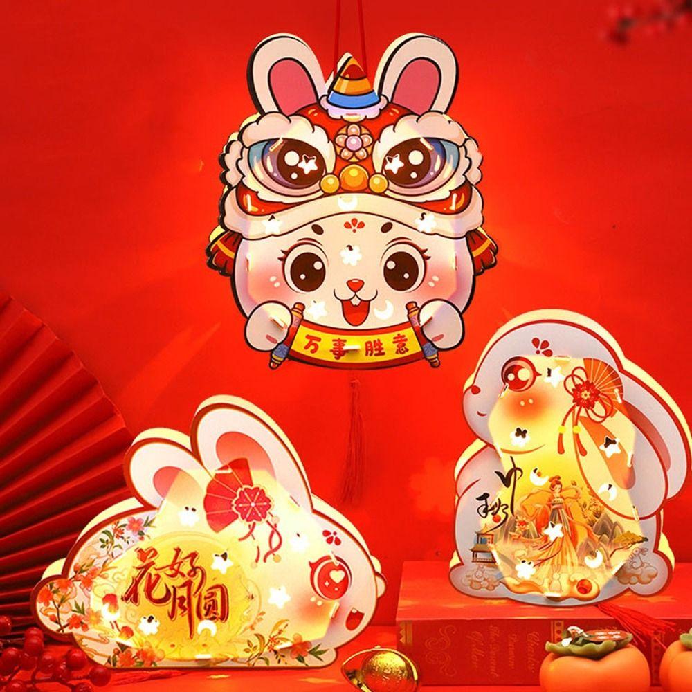 

Handmade DIY Rabbit Lanterns Three-Dimensional Chinese Style Rabbit Lantern New Year Gift