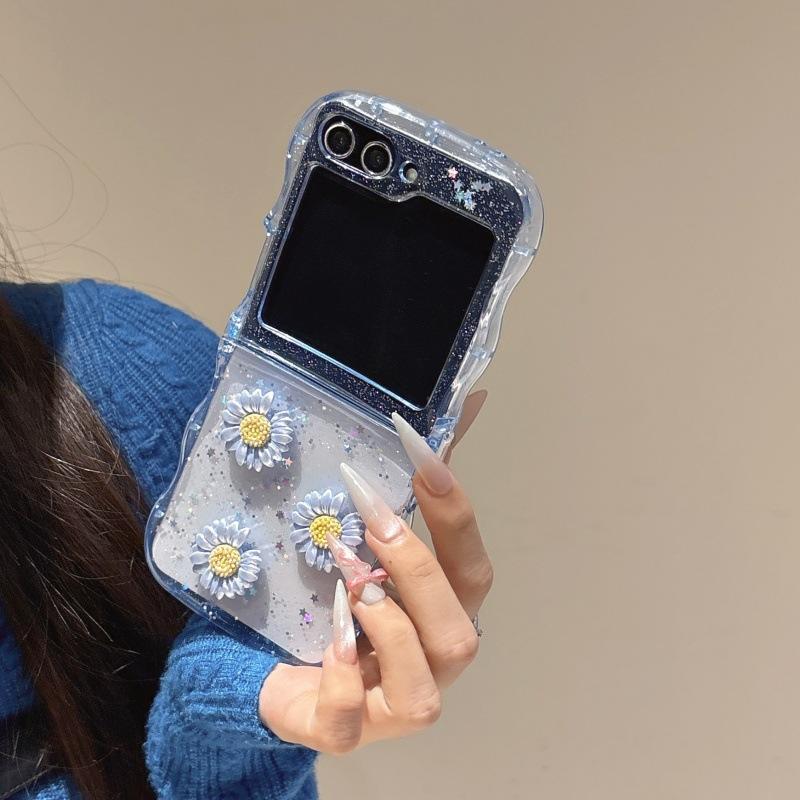 

Трехмерный складной чехол для мобильного телефона, подходит для Samsung Z Flip6, чехол Z Flip5, прозрачный защитный чехол с капельным клеем, Flip4 Samsung Z Flip6