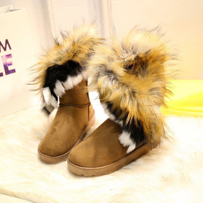 2025 Winter New Snow Boots Women Wish Large Size Women's Boots European and American Fur Integrated Velvet Thickened Cotton Shoes