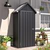 YODOLLA Garden Shed with Base and Lockable Lock, Galvanised Steel, 86 x 55 x 178 cm, Dark Gray