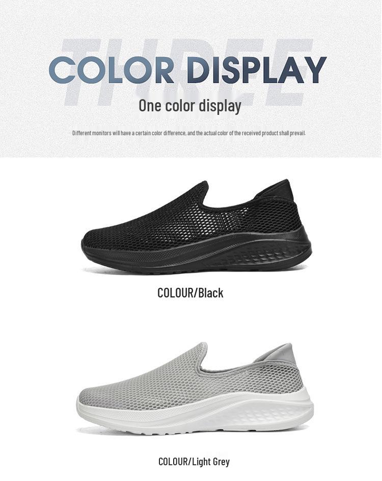 Herrskor, extra stora, sommar, mesh, slip-on sneakers, storlekar 46-48, svarta