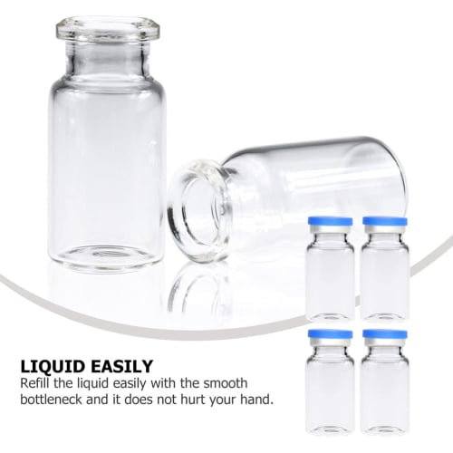 TOYMYTOY 10ml Glass Vials, Mini Bottles, Clear Vials with Rubber Stopper Lids, Perfect for Small Item Storage, Glass Bottles, Storage Containers, Divi