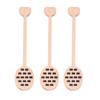 3pcs Wood Honey Dipper Heart Pattern Chinese Cherry Wooden Mixing Stirrer Kitchen Tableware