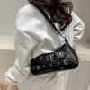 Pu Leather Y2k Underarm Bag Elegant Spicy Girls Handbag Trendy Belt Buckle Shoulder Bag  Club