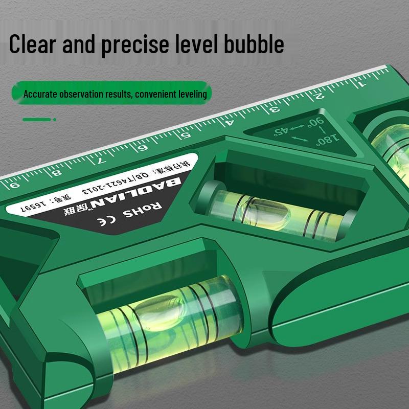 High-Precision Magnetic Spirit Level Protractor - Drop-Proof Mini Ruler