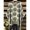 Damenbekleidung Bohemian Floral Tunika Übergröße Damen Bohemian Floralprint Tunika T-Shirt Kurzarm O-Ausschnitt Freizeitkleidung