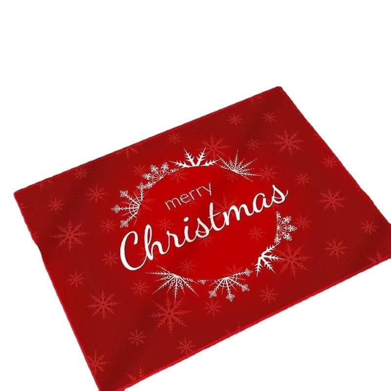 Festive Christmas Door Mat Non Slip Crystal Velvet Carpet for Entryway Bathroom and Living Room Absorbent Rug