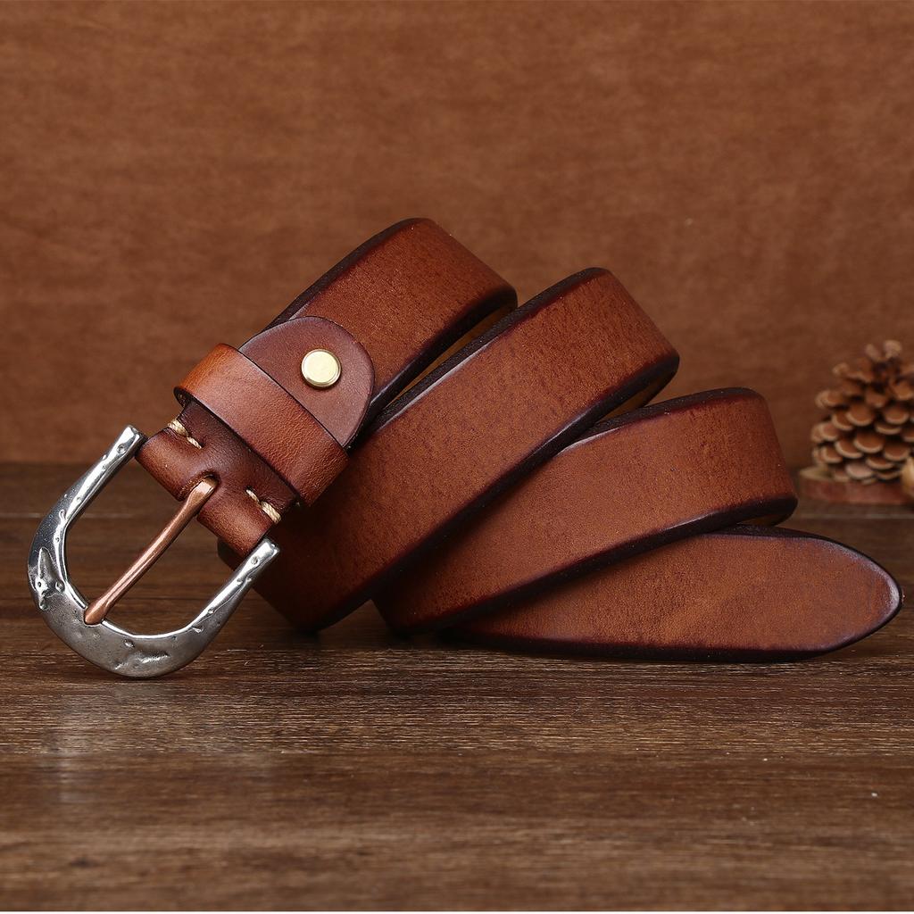 New Retro Washed Extra Thick Outdoor First Layer Cowhide Belt Men's Casual Belt Men's