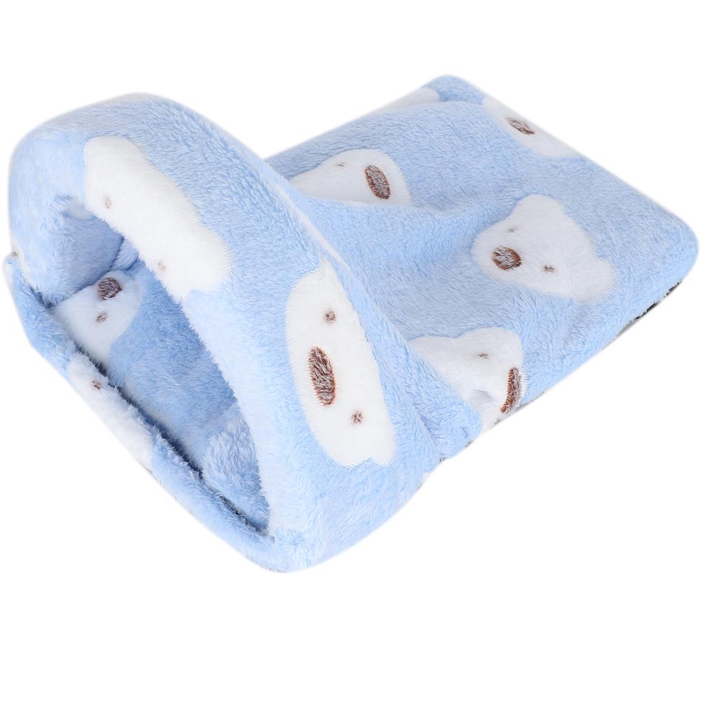 Mini Haustier Winter Schlafbett Käfig Abnehmbar Hamster Meerschweinchen Warmes Haus Höhle(Blau L)