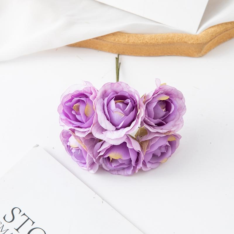 Artificial Flowers Fake Rose Brial Bouquet Festival Garland Accessorie Home Room Floral Arrangement Wedding Decor Scrapbook Gift