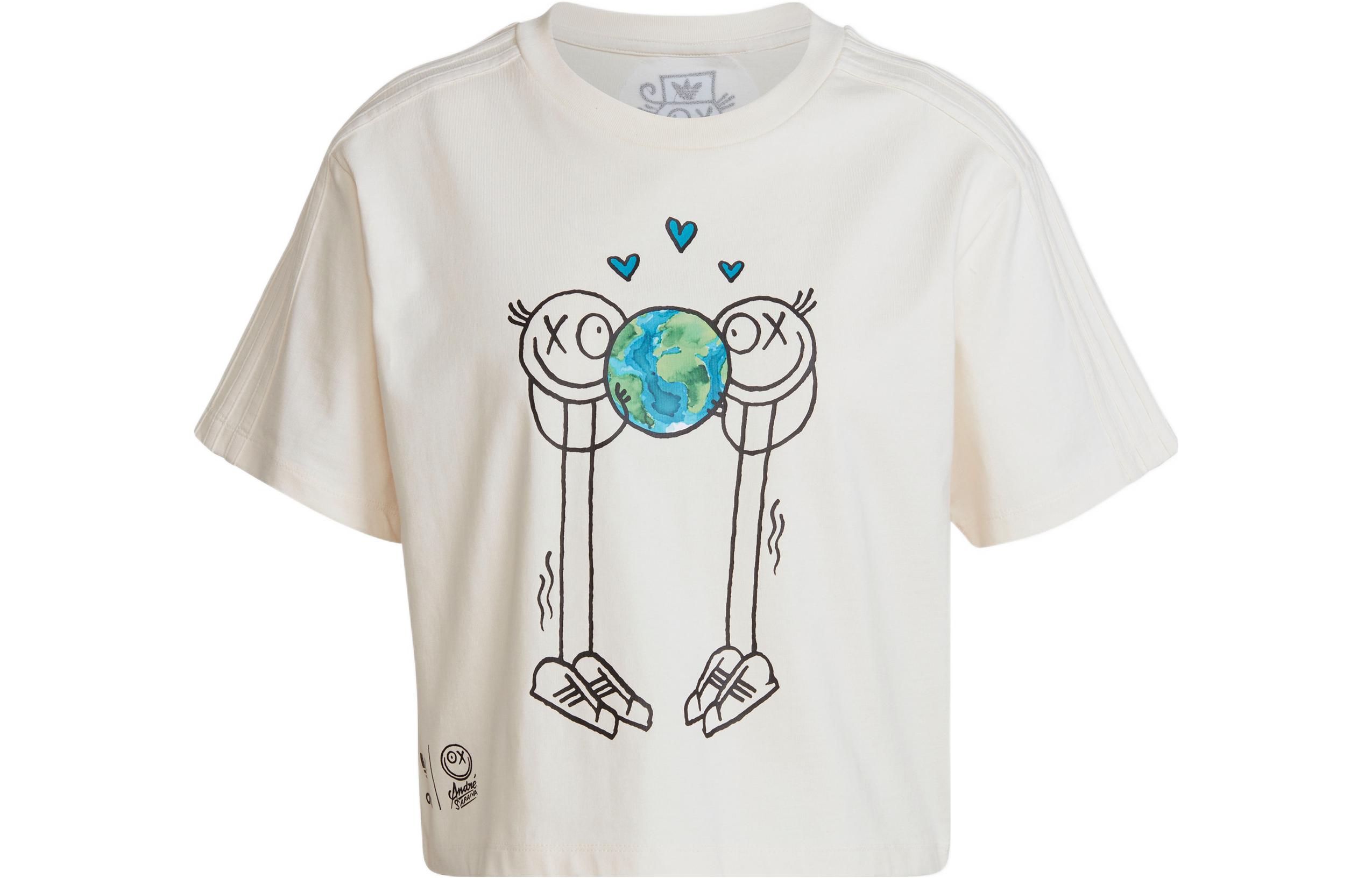 Adidas Originals T Shirts Women s White Crew Neck Moderate HK5224 S