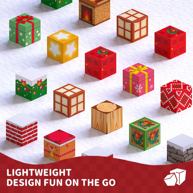 Weihnachten Magnetisches Baustein-Set Niedliche Magnetwürfel Konstruktionsset STEM Montessori Sensorisches Spielzeug für Kinder Neujahrsgeschenk