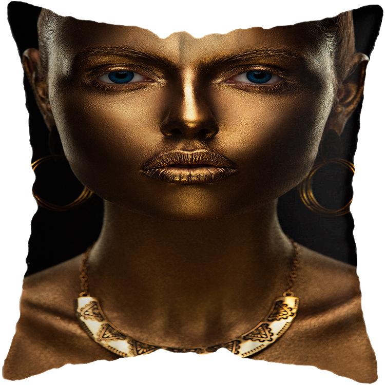 Pillowcase Bedroom Black and Gold African Woman Living Room Pillow Decoration Cushion