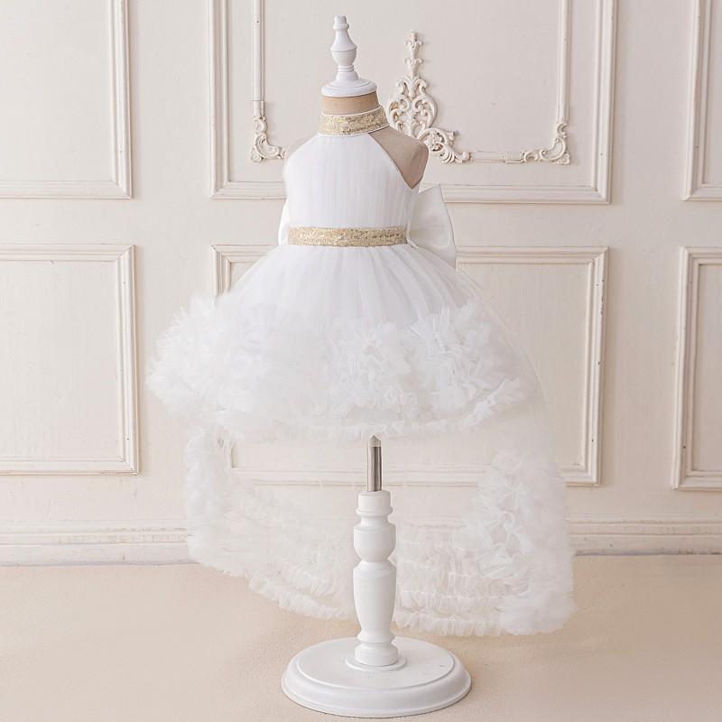 Baby Mädchen Tüll Pageant Kleid Ärmellos Pailletten Schleife Prinzessin Stil 1-3 Jahre Alt Party Taufe Hochzeit