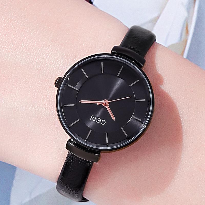 Light Luxury Simple Large Plate Women'S Watch High Value Double-Sided Fine Belt Quartz Belt Waterproof Watch