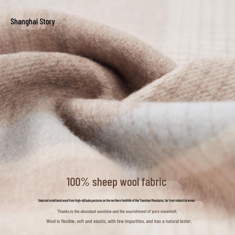 Shanghai Story Women's 100% Wool Plaid Scarf