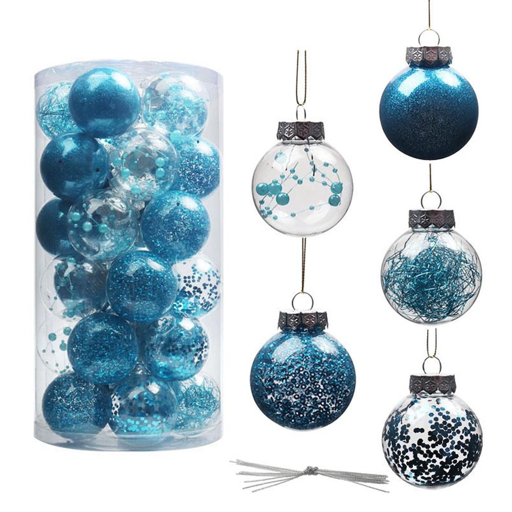 Clear Christmas Ball Ornaments Decorations Xmas Tree Shatterproof Ornaments with Hanging Loop for Home Decor Holiday Party
