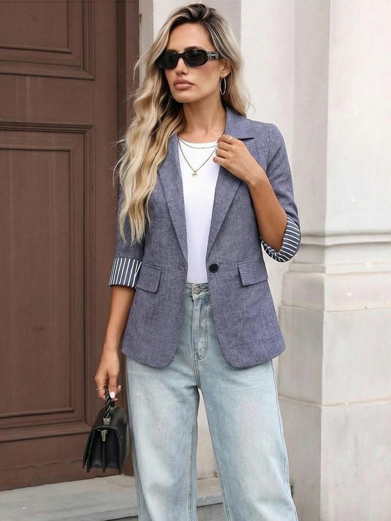 Chic Mini Blazer Autumn Fashion 7/8 Sleeve Cardigan for Women