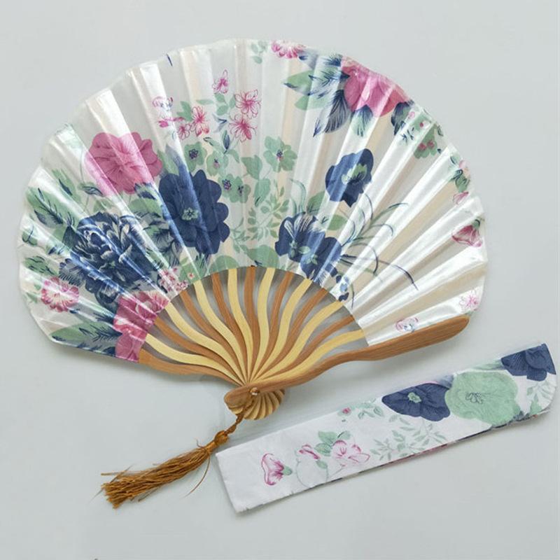 Antique Style Kimono Accessories, Shaped Folding Fan Kimono Fan, Shaped Dragon Bone Knife Fan with Printed Fan Bag.