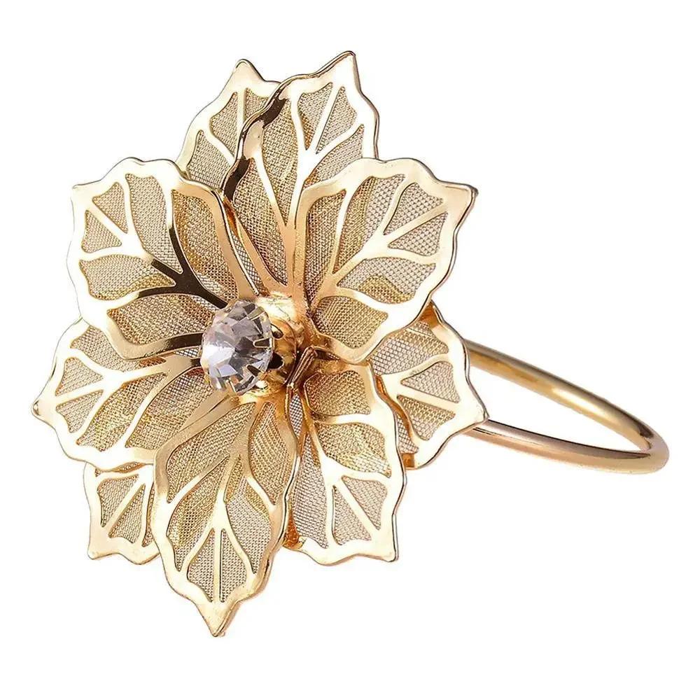 Table Decor Napkin Holder for Wedding Banquet, Dinner Party, Birthdays, Family Gatherings - 6Pcs Hollow Out Flower Napkin Rings