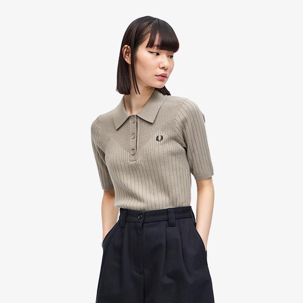 FRED PERRY [Womens] Pointel Detail Wool Knit Shirt (U54) Afpf2417112-U54